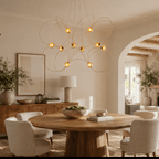 Amber Glass Orb Loop Chandelier