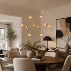 Amber Glass Orb Loop Chandelier