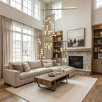 Brass Glass Drop Chandelier