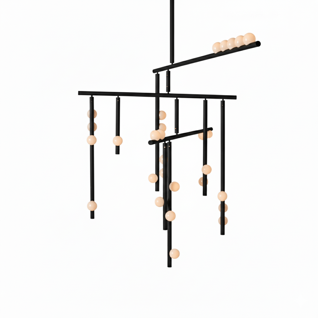 Brass Glass Drop Chandelier