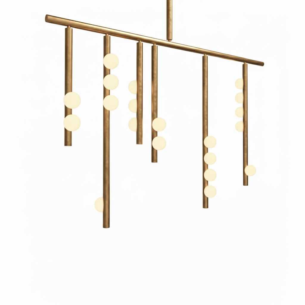 Brass Glass Drop Chandelier