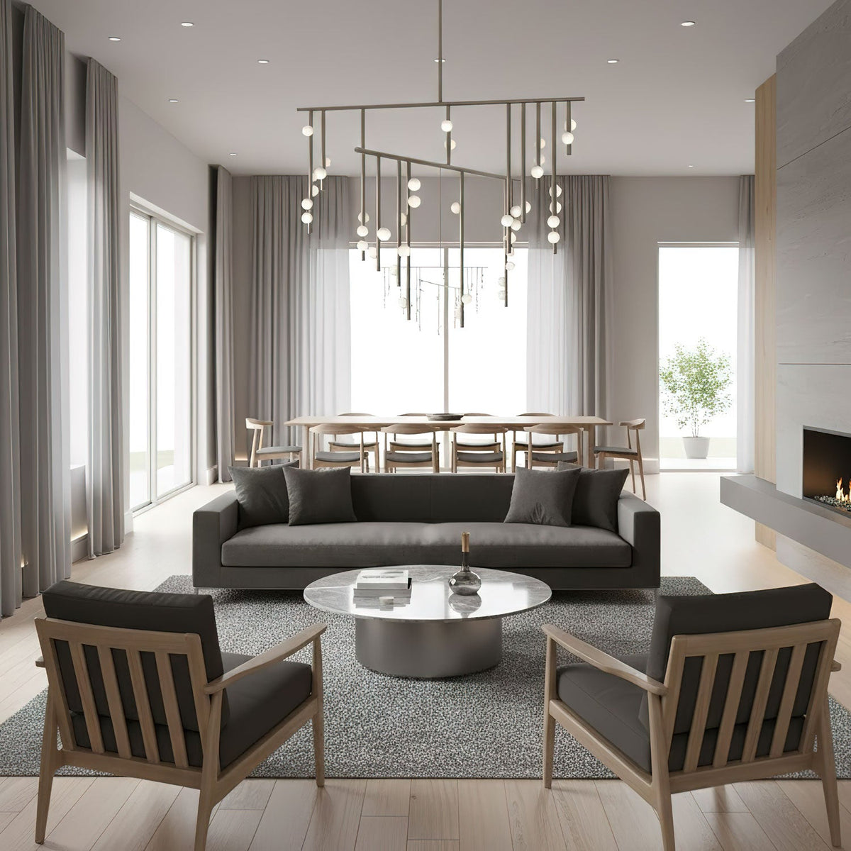 Brass Glass Drop Chandelier