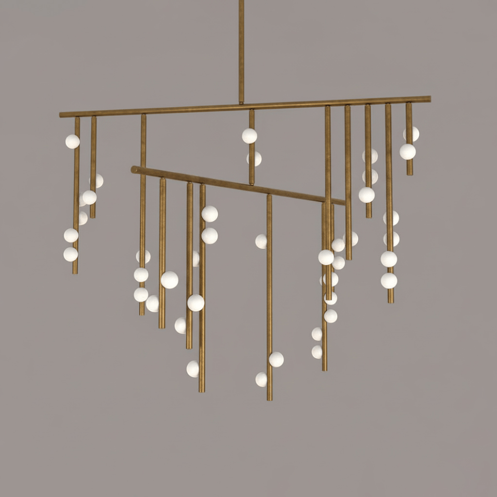 Brass Glass Drop Chandelier