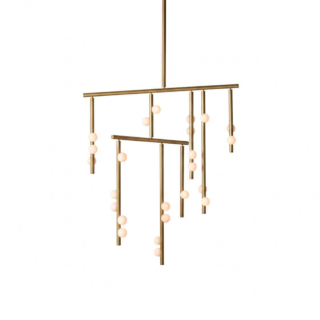 Brass Glass Drop Chandelier