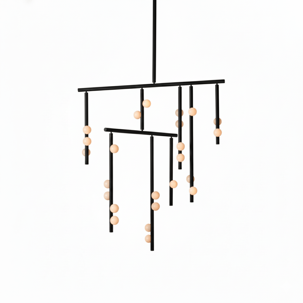 Brass Glass Drop Chandelier