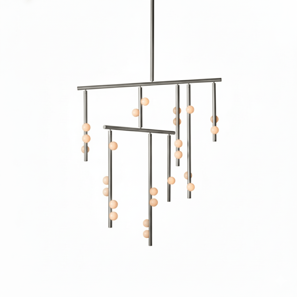 Brass Glass Drop Chandelier