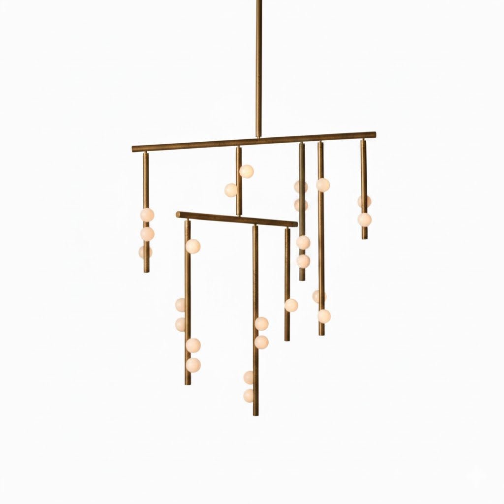 Brass Glass Drop Chandelier