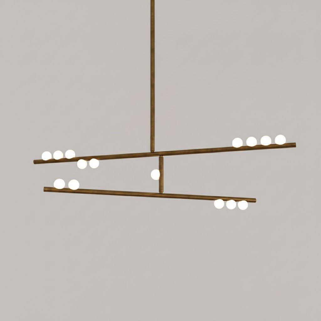 Brass Glass Drop Chandelier