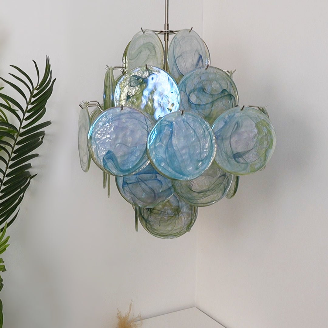 Verdant Bloom Glass Chandelier