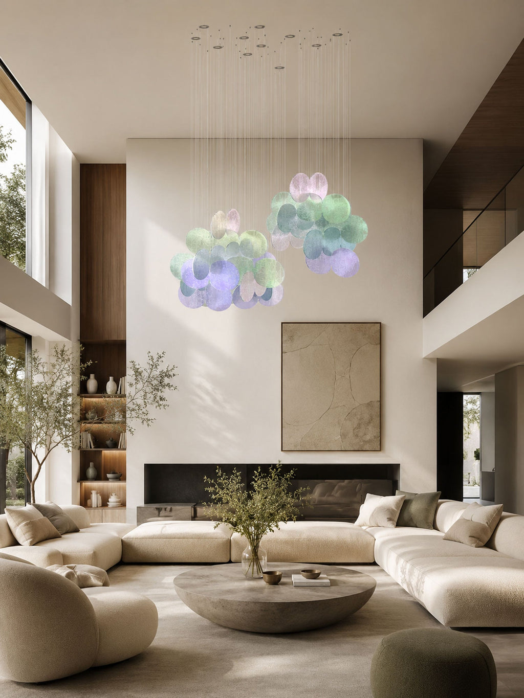 Clouds Iridescent Disc Chandelier