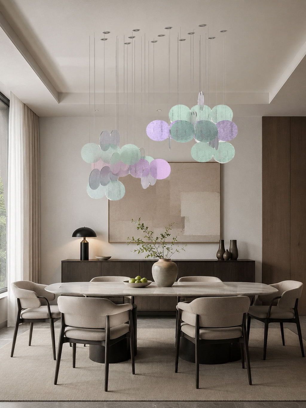 Clouds Iridescent Disc Chandelier