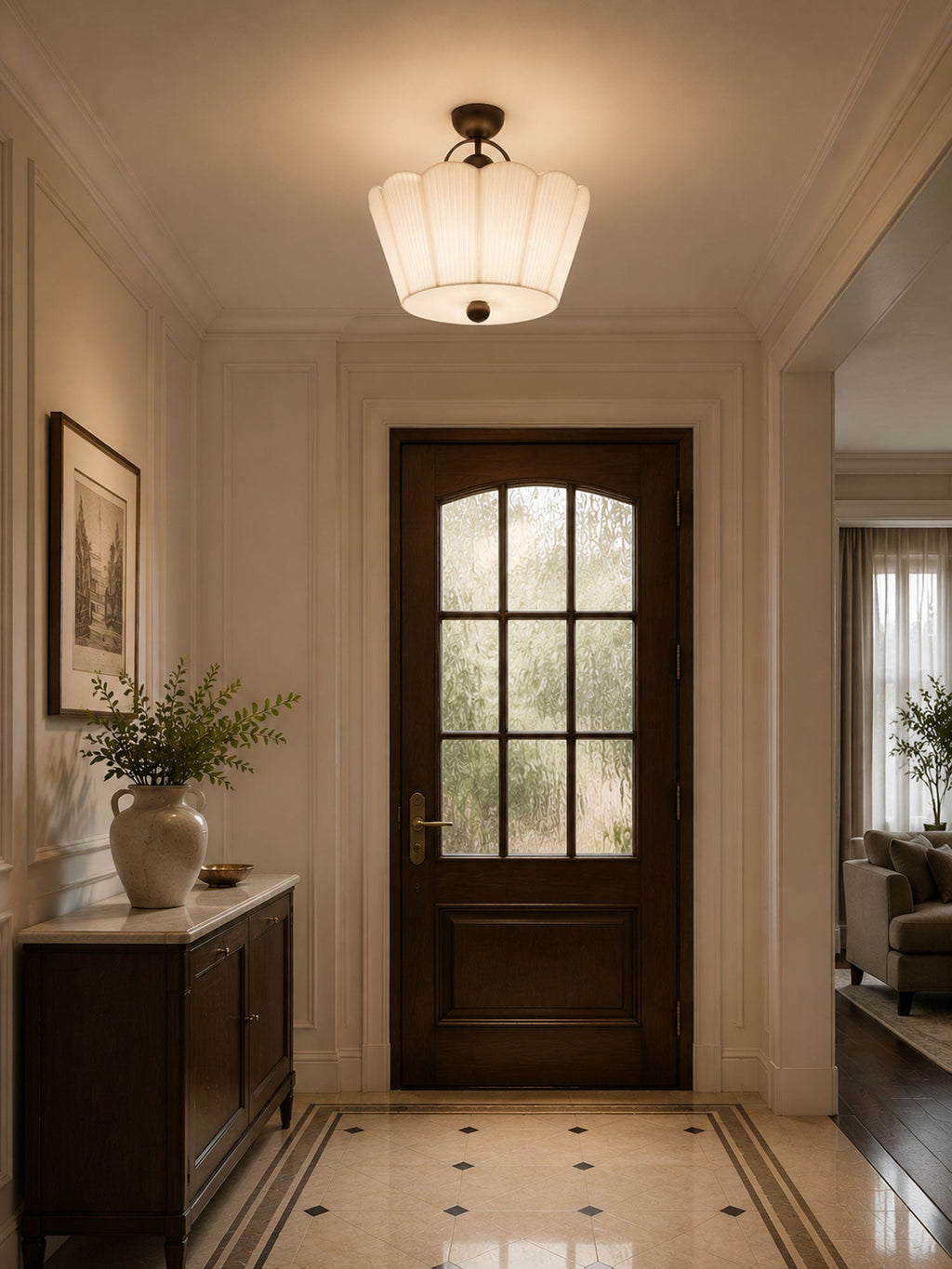 Flora Pleated Fabric Semi-Flush Mount