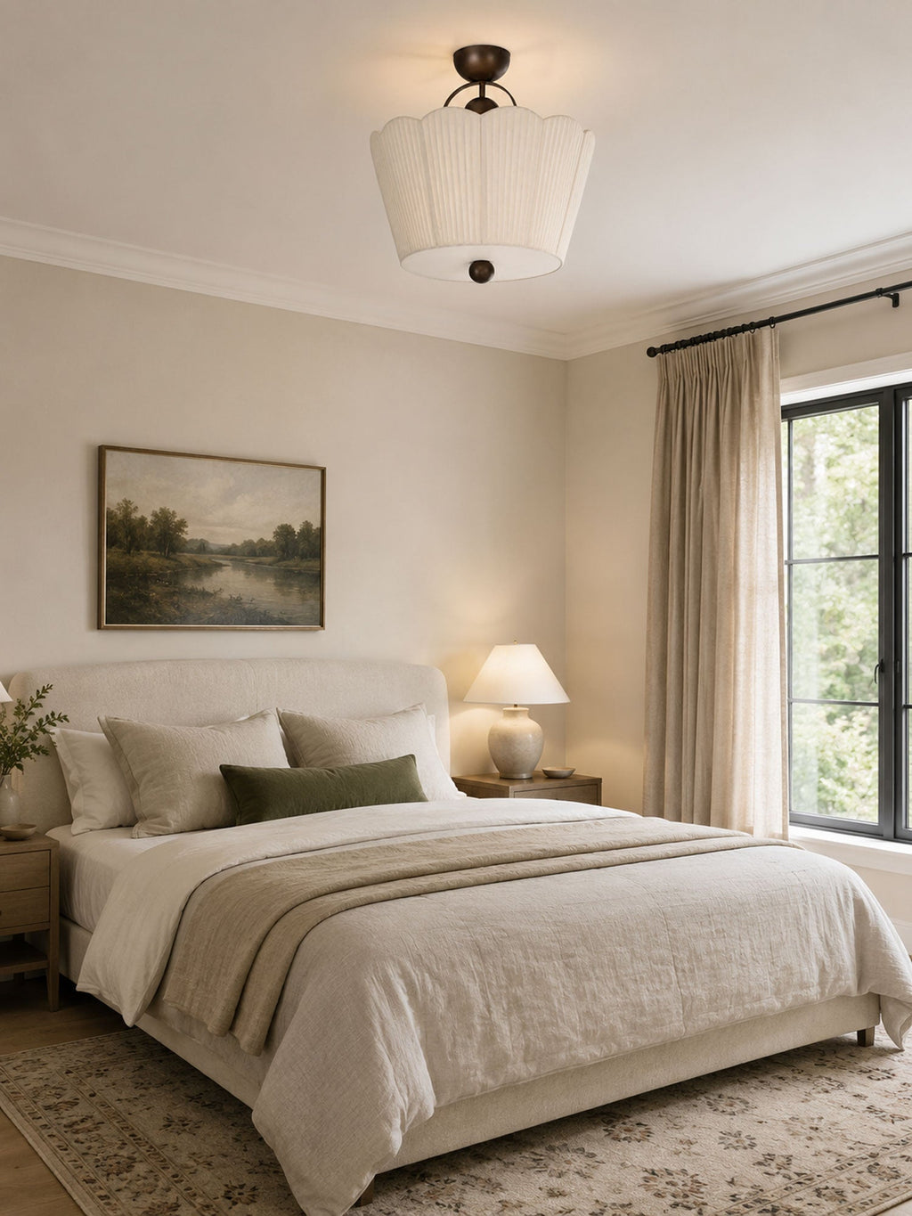 Flora Pleated Fabric Semi-Flush Mount