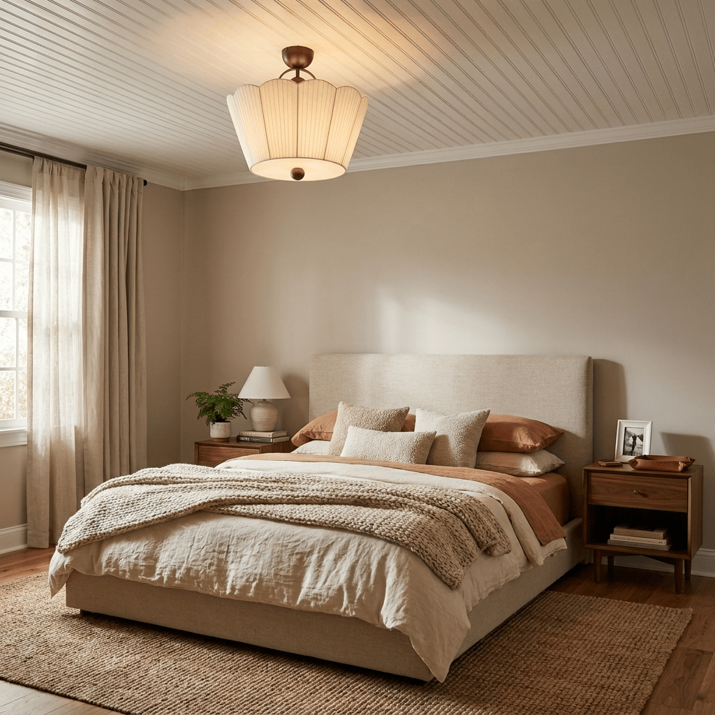 Flora Pleated Fabric Semi-Flush Mount