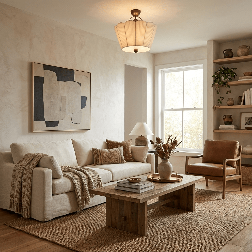 Flora Pleated Fabric Semi-Flush Mount