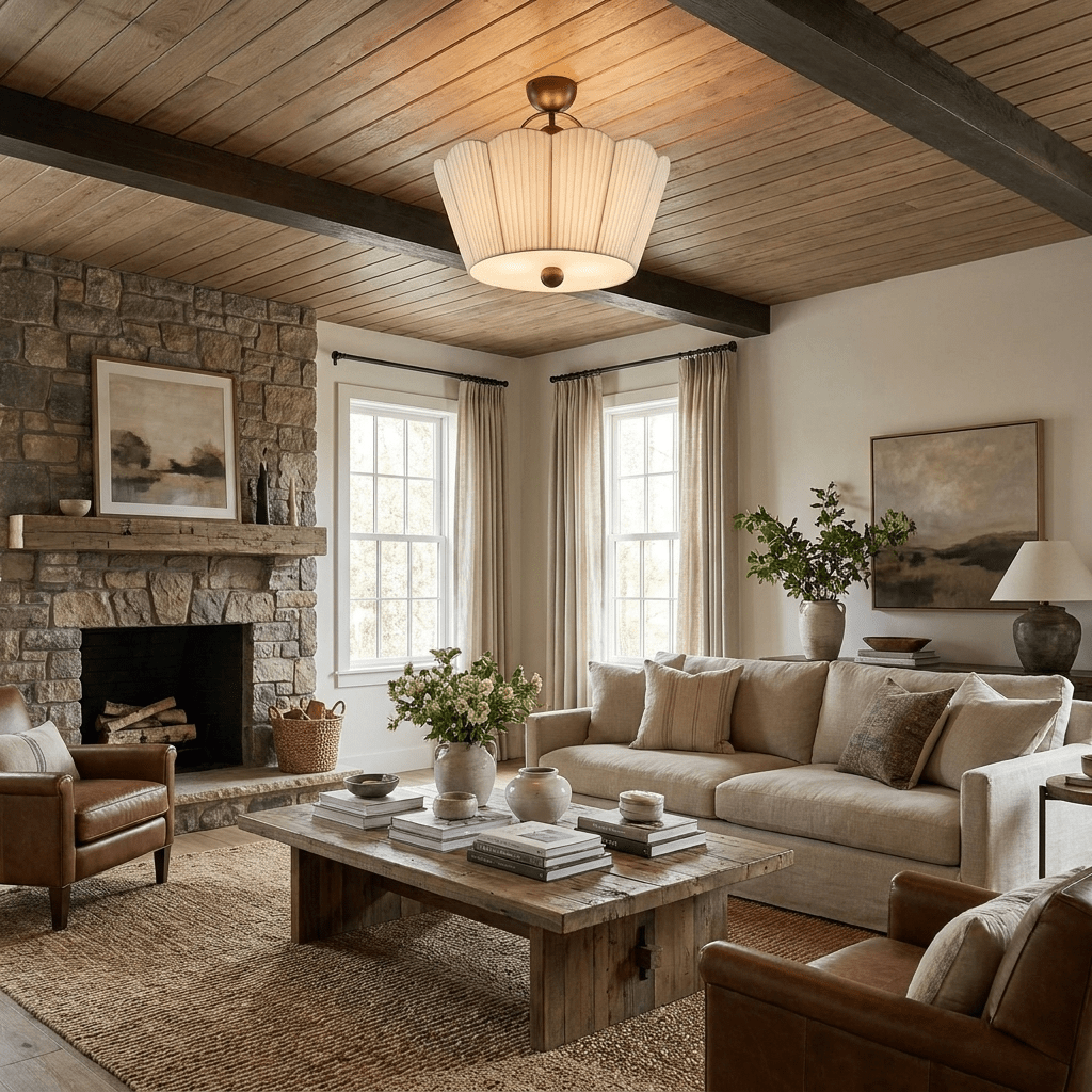 Flora Pleated Fabric Semi-Flush Mount