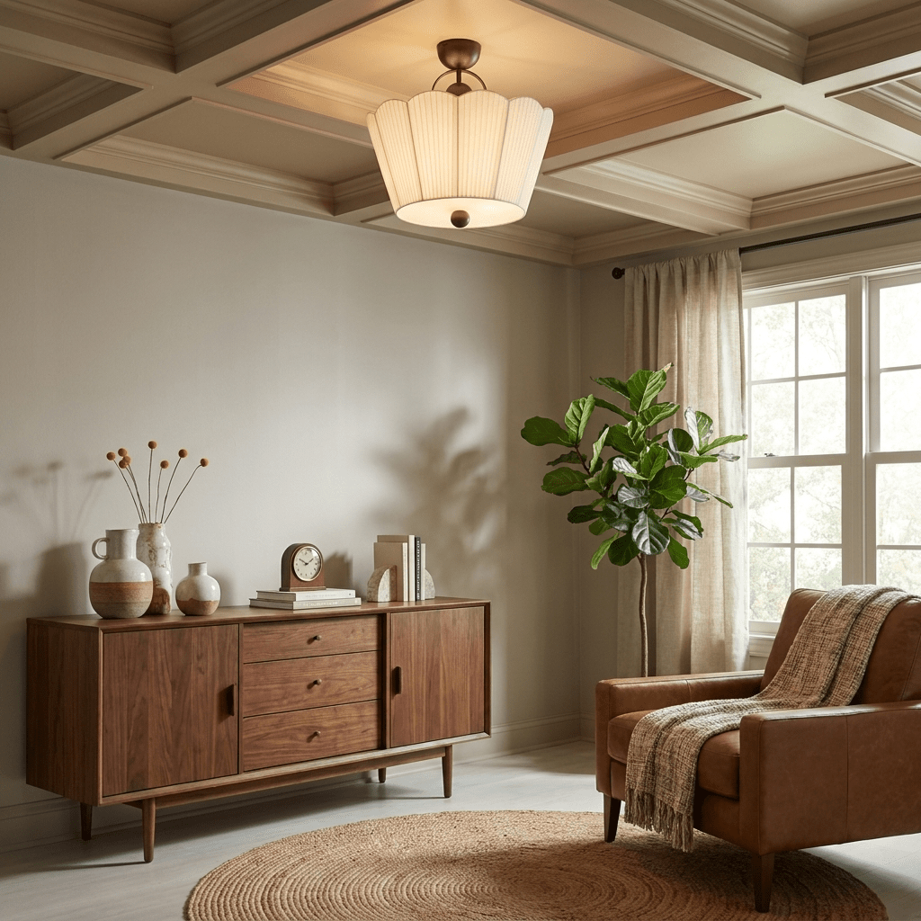 Flora Pleated Fabric Semi-Flush Mount