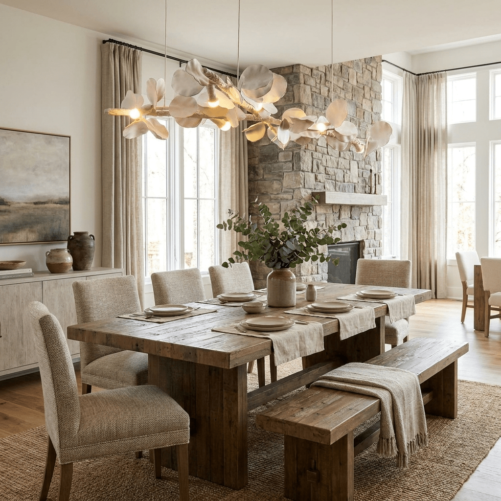 Blossom Branch Plaster Dining Chandelier