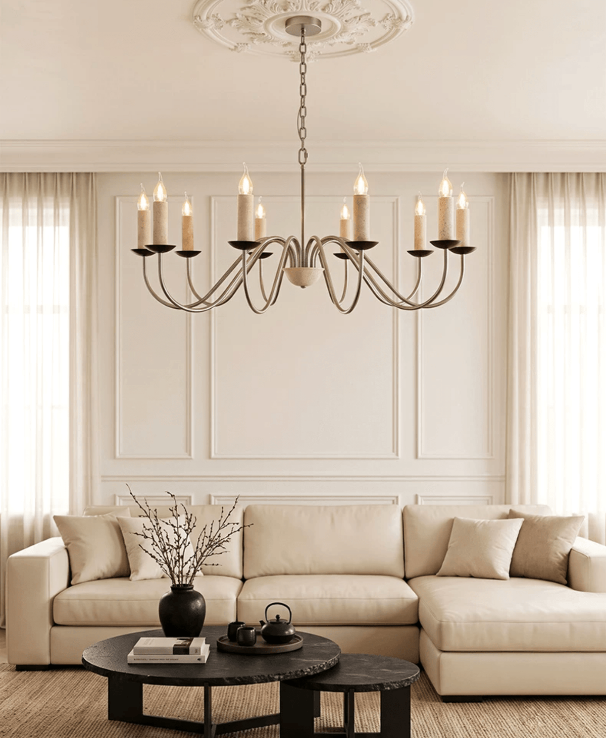Edris Travertine Candle Chandelier