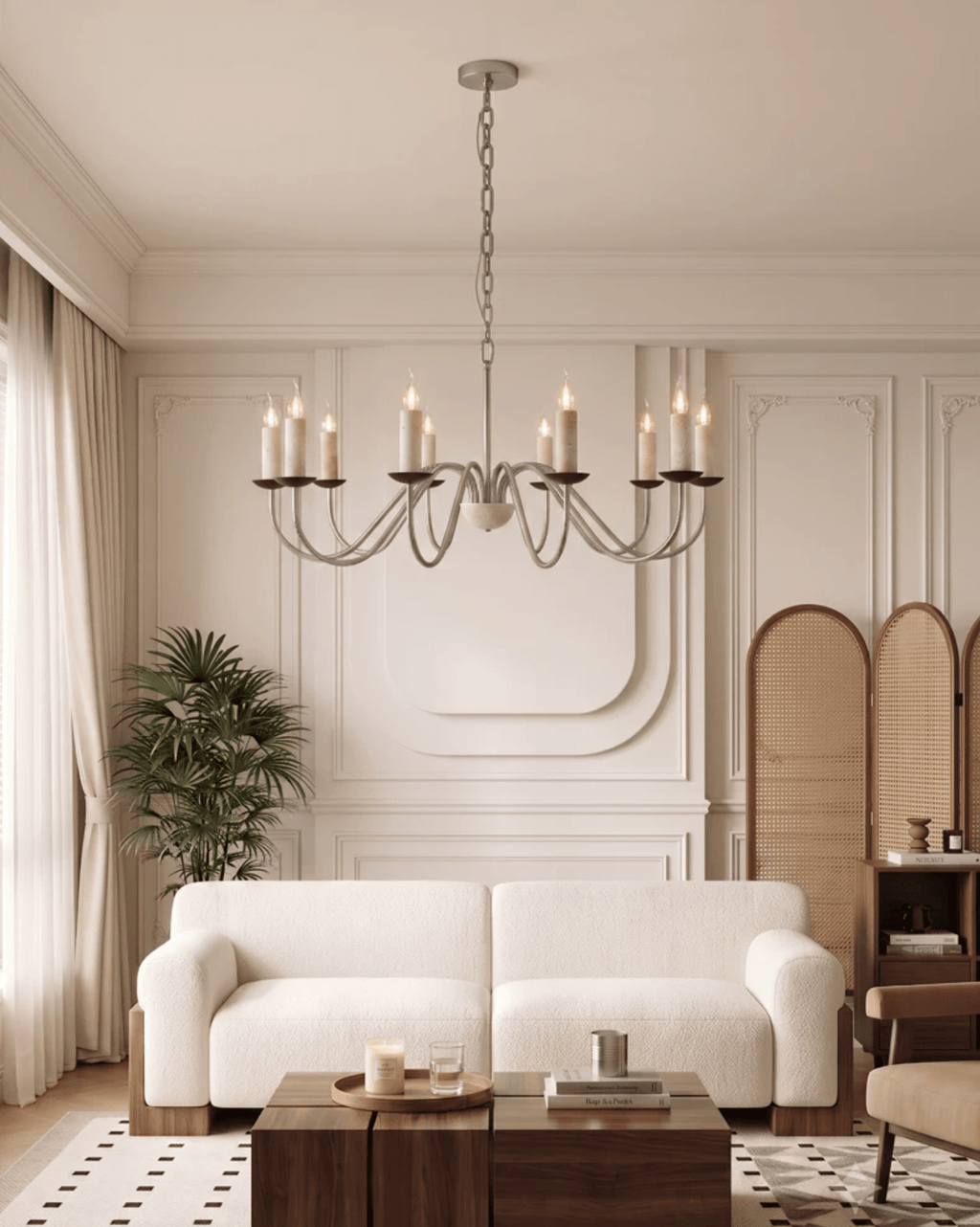 Edris Travertine Candle Chandelier