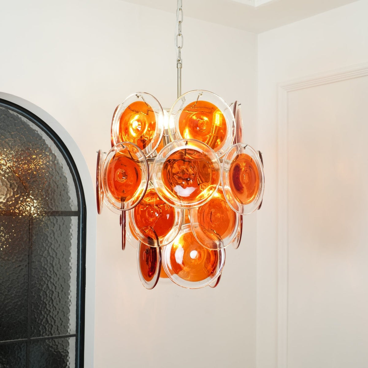 Orange Disk Glass Chandelier