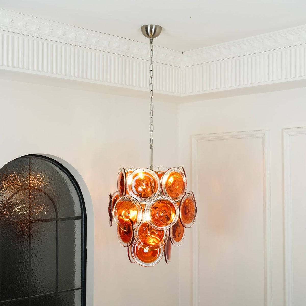Orange Disk Glass Chandelier