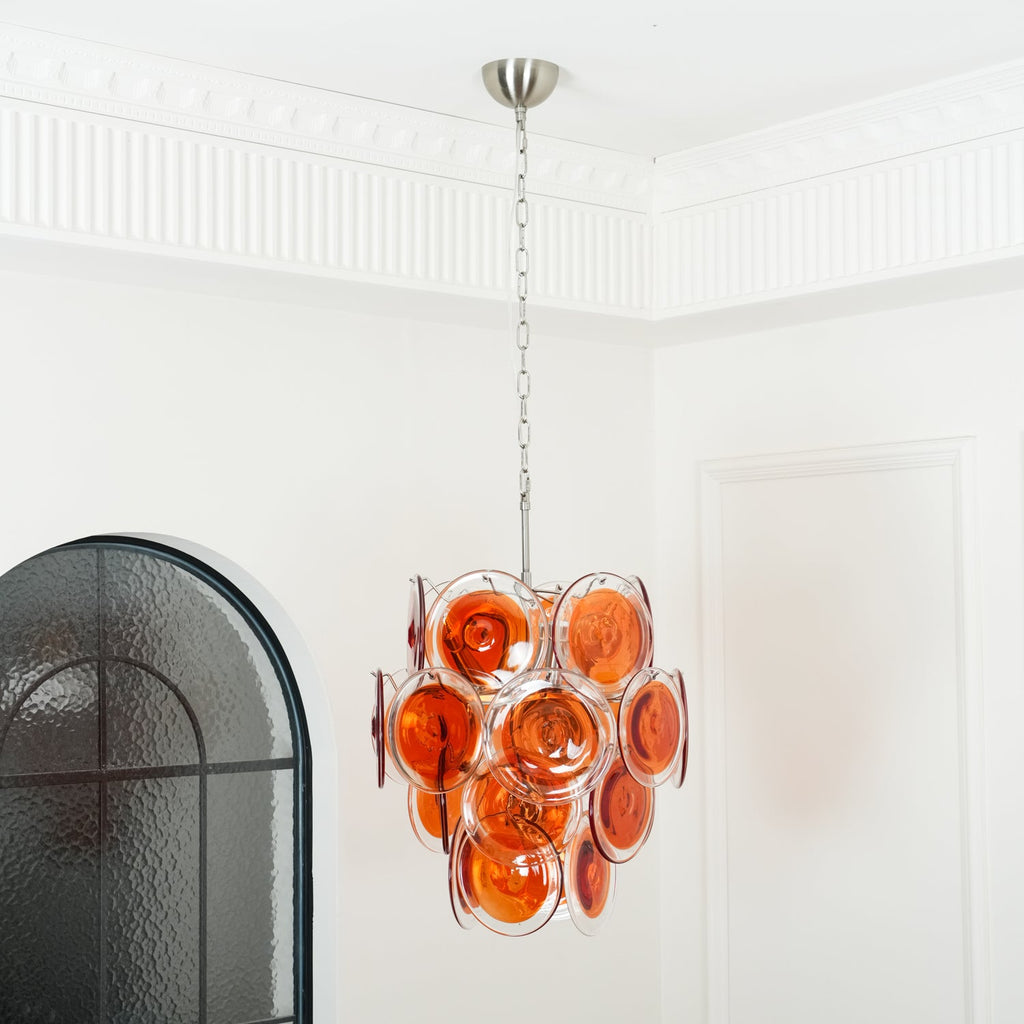 Orange Disk Glass Chandelier