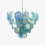 Blue Glass Disc Chandelier