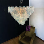 Blue Glass Disc Chandelier