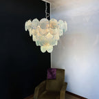 Blue Glass Disc Chandelier