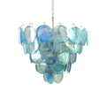 Blue Glass Disc Chandelier