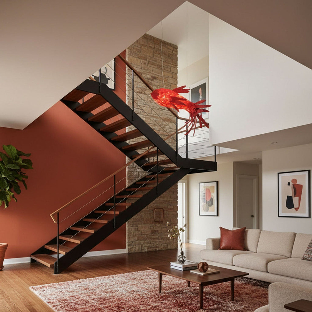 Crimson Swirl Koi Chandelier
