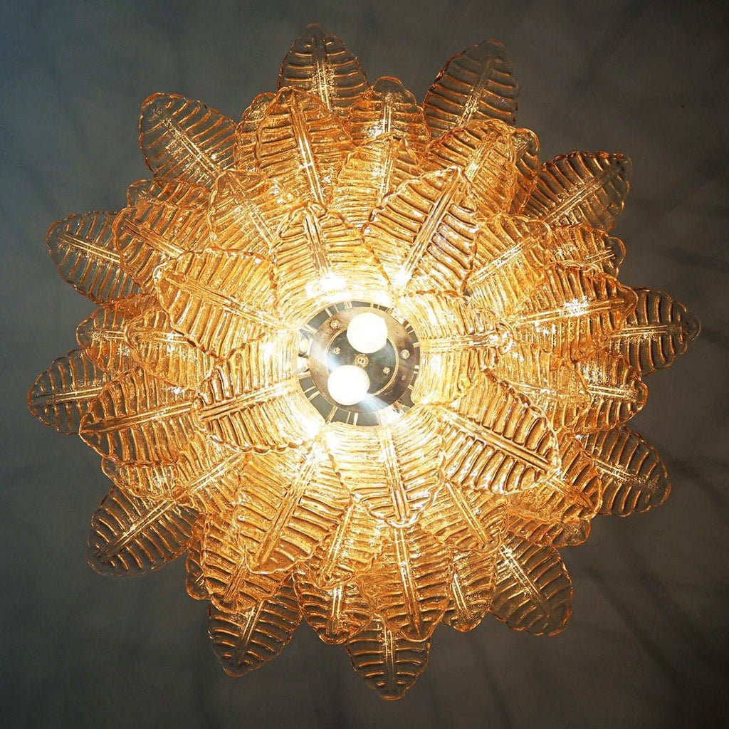 Amber Glass Leaf Chandelier
