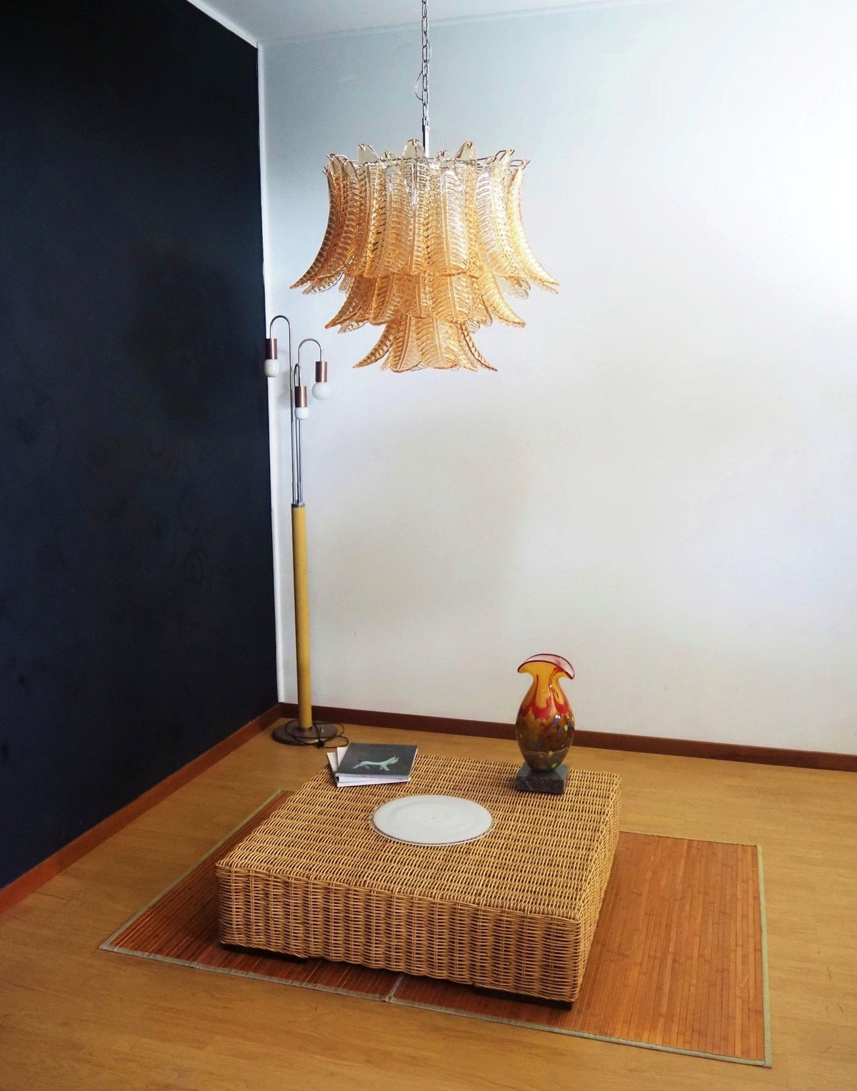 Amber Glass Leaf Chandelier