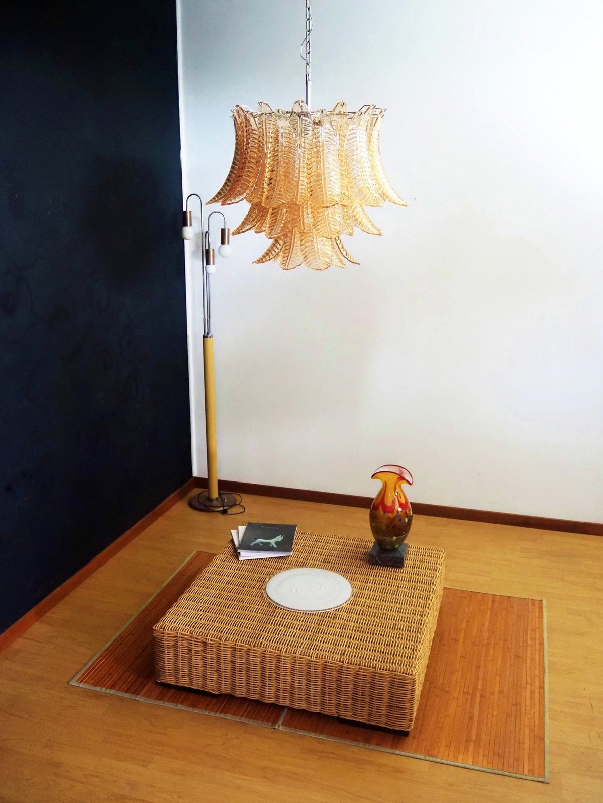 Amber Glass Leaf Chandelier