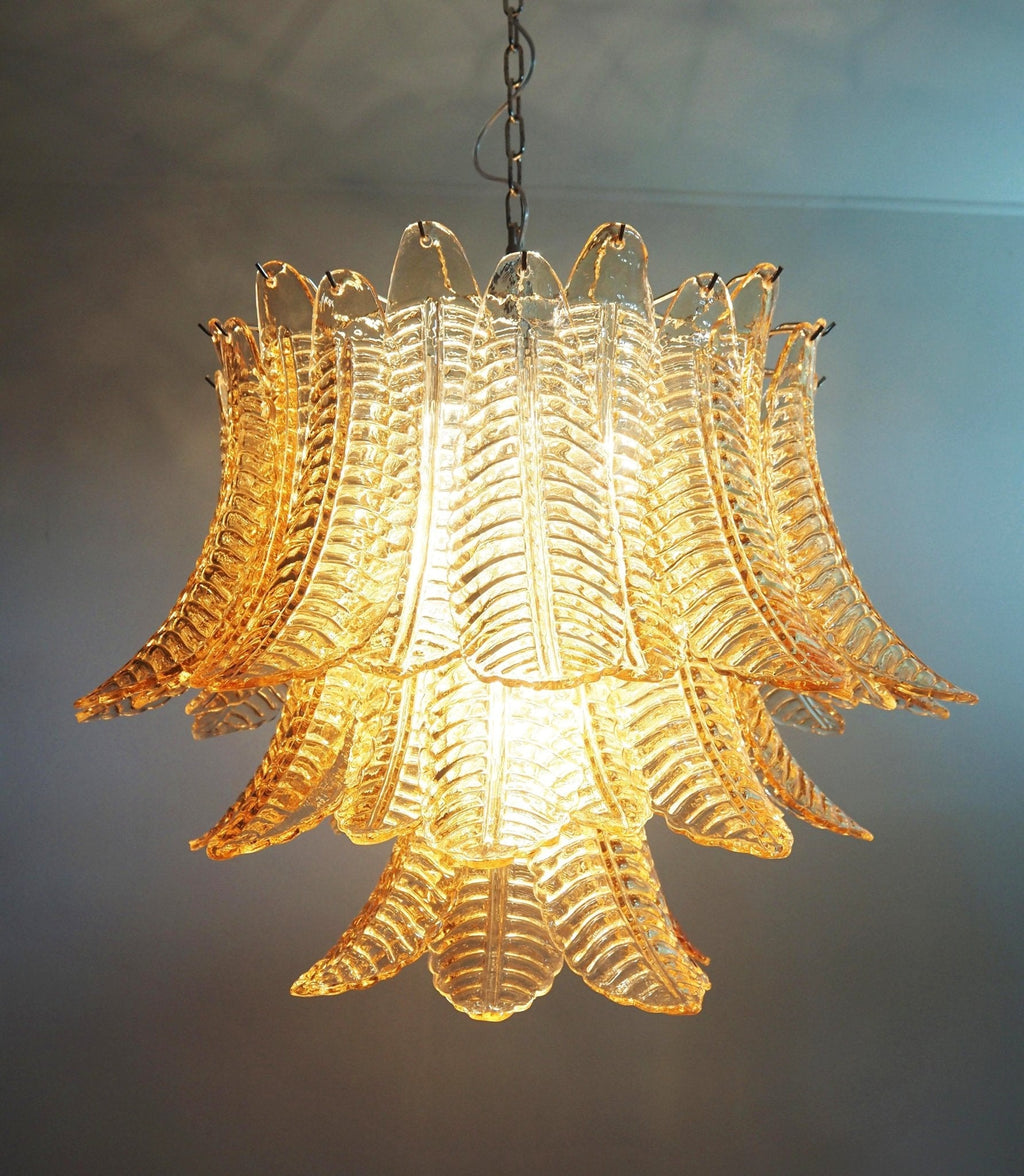 Amber Glass Leaf Chandelier