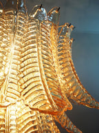 Amber Glass Leaf Chandelier