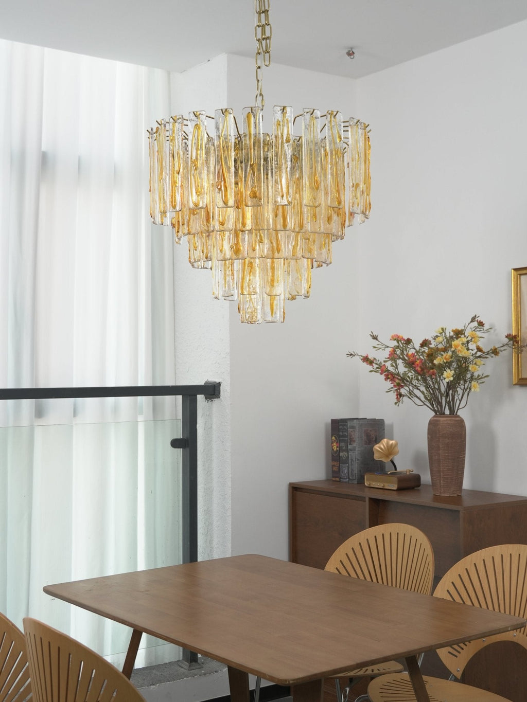 Golden Amber Glass Chandelier