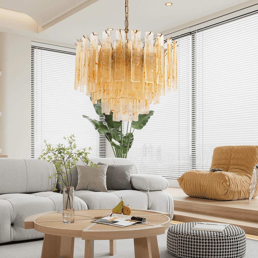 Golden Amber Glass Chandelier