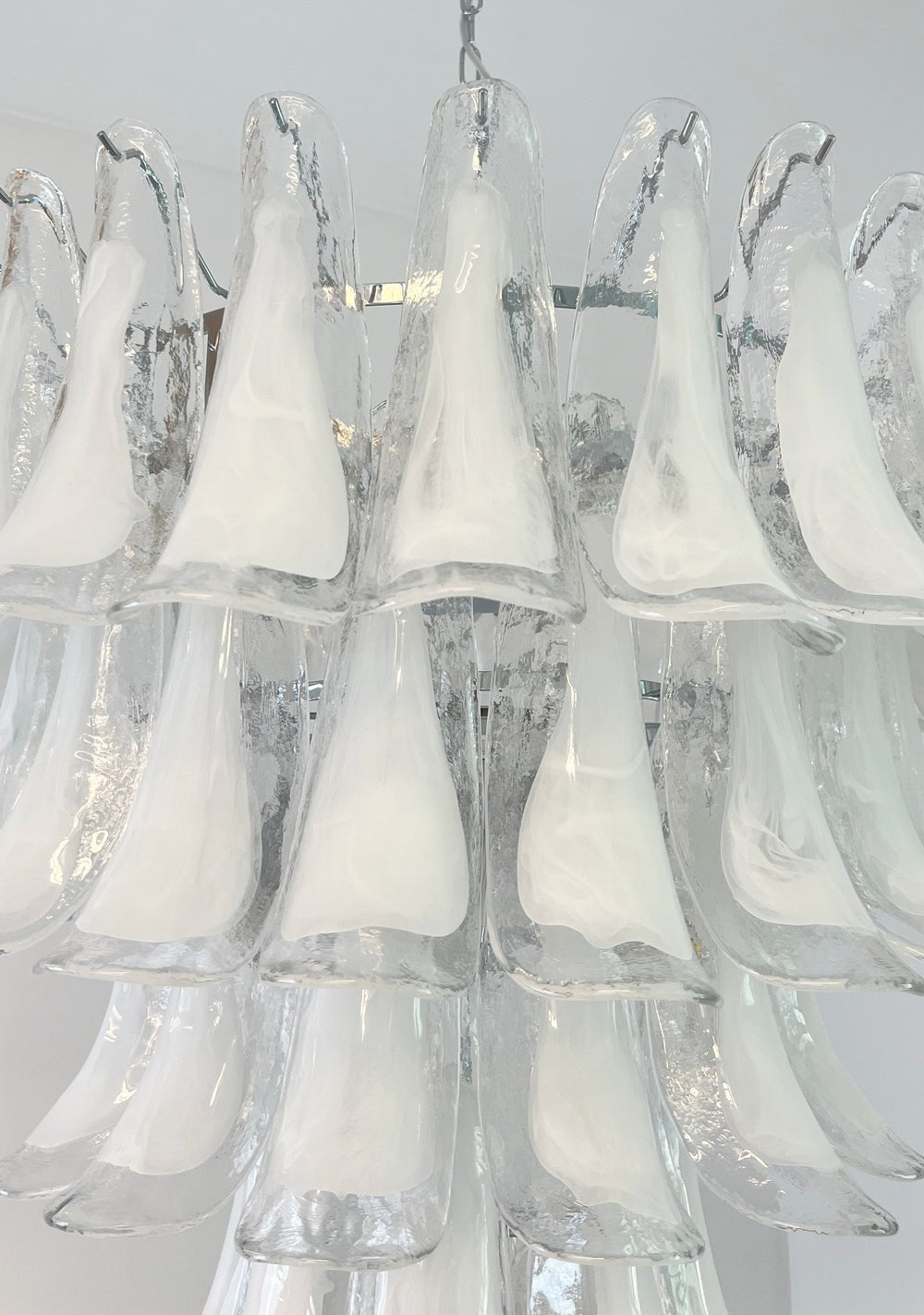 White Glass Petals Chandelier