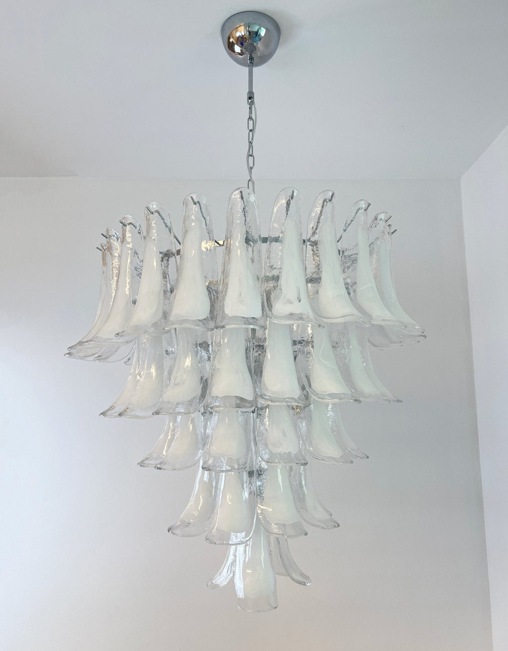 White Glass Petals Chandelier