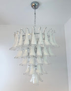 White Glass Petals Chandelier