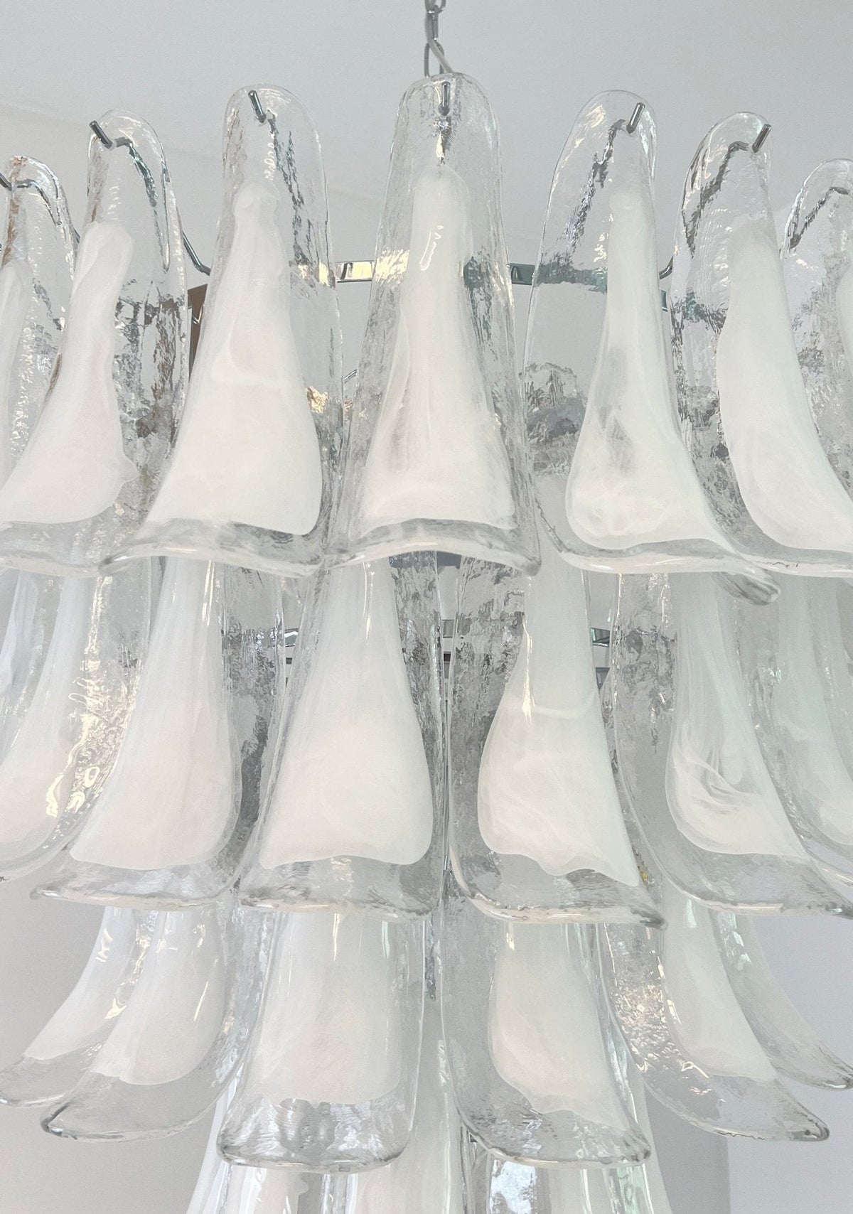 White Glass Petals Chandelier