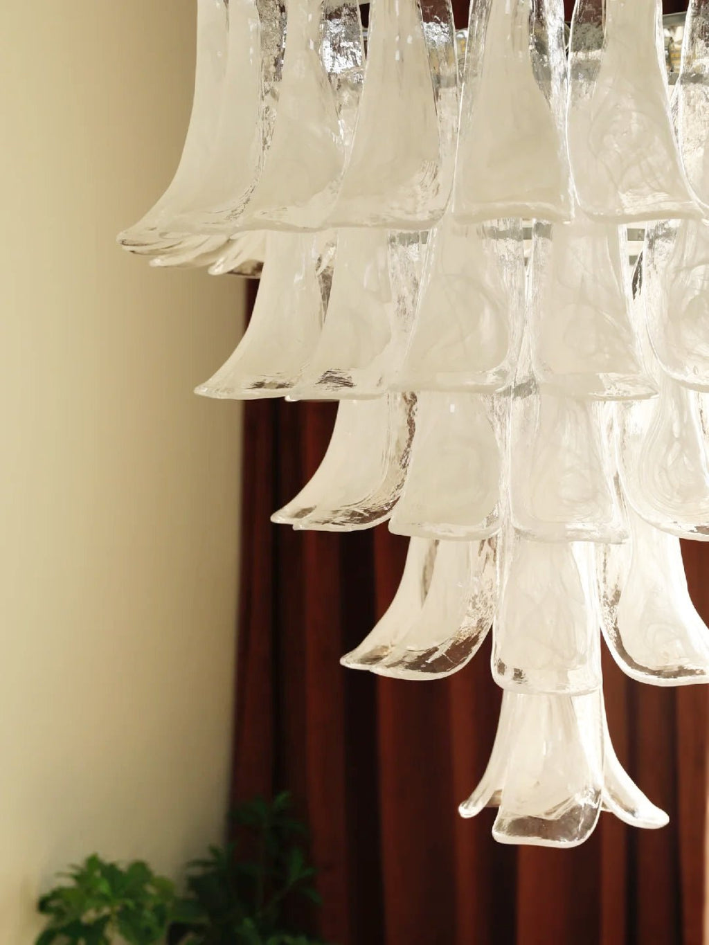 White Glass Petals Chandelier
