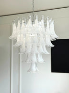 White Glass Petals Chandelier