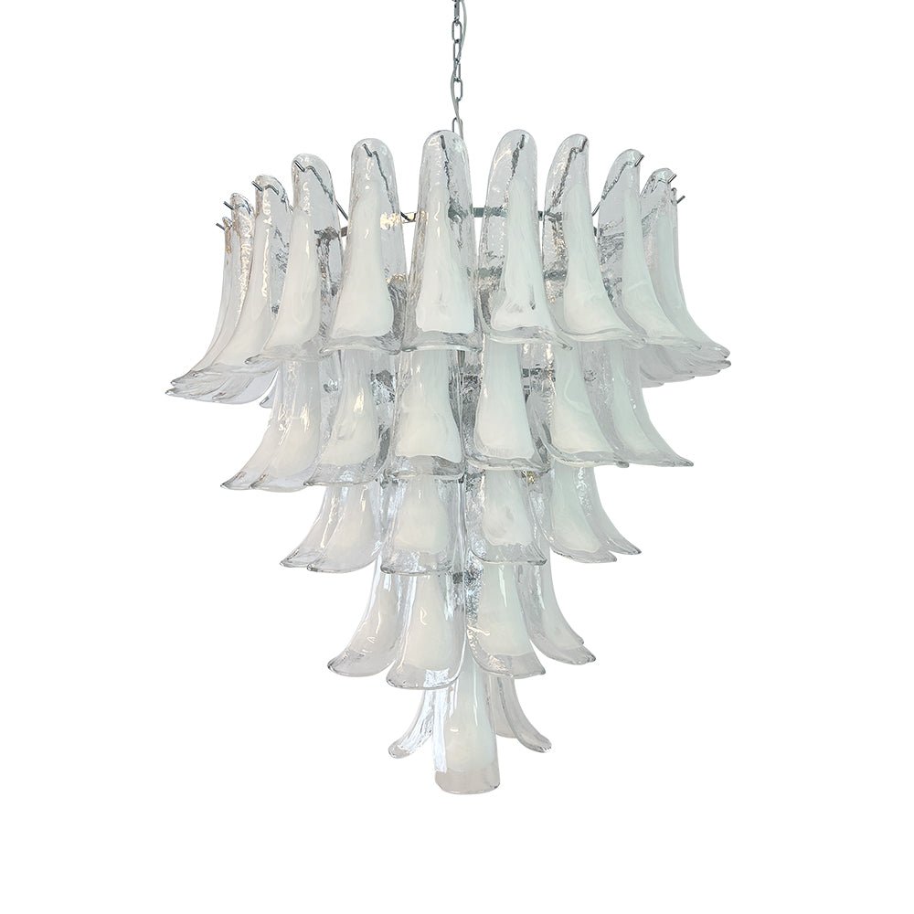 White Glass Petals Chandelier