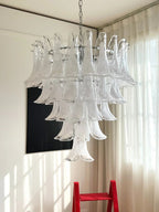 White Glass Petals Chandelier