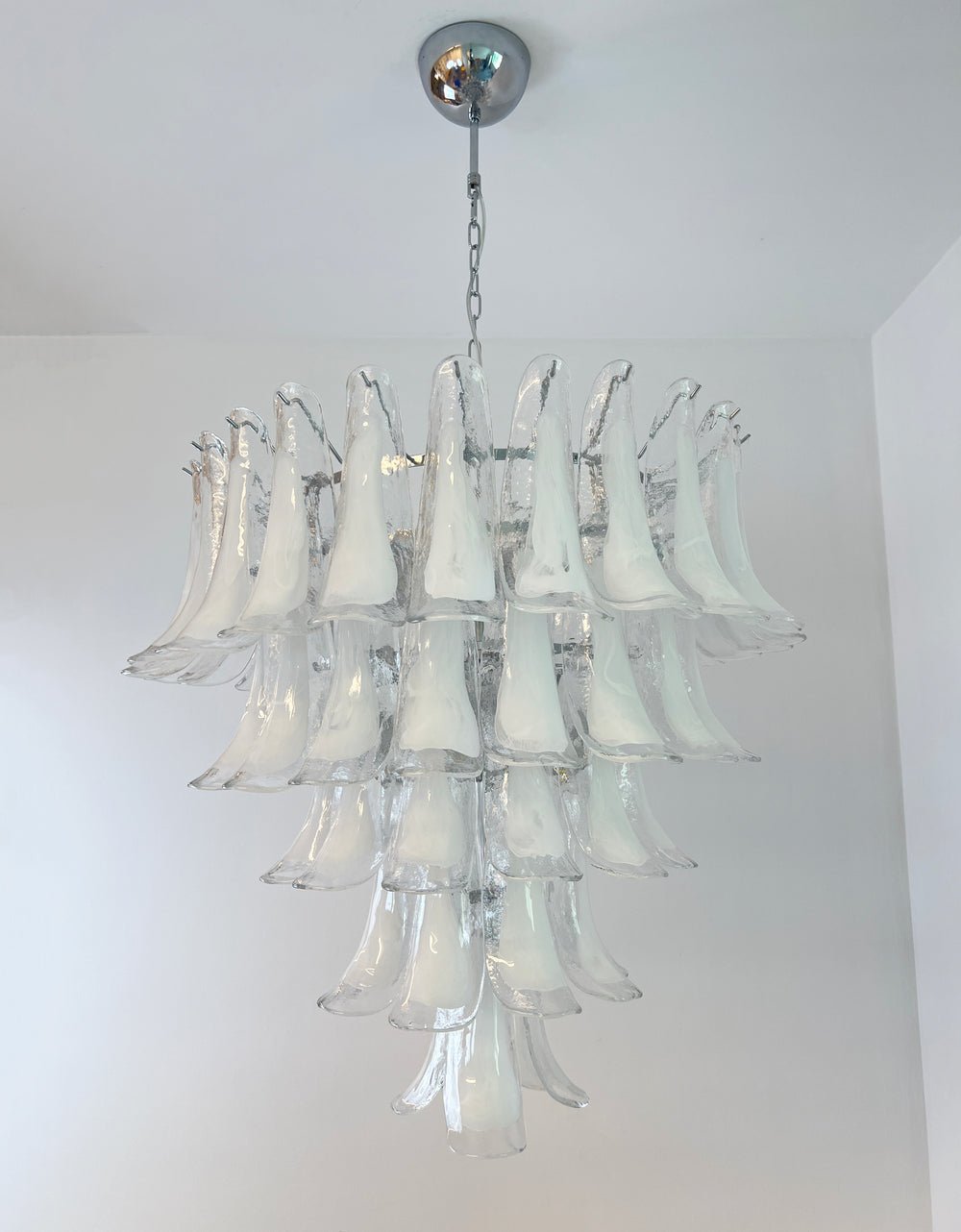 White Glass Petals Chandelier