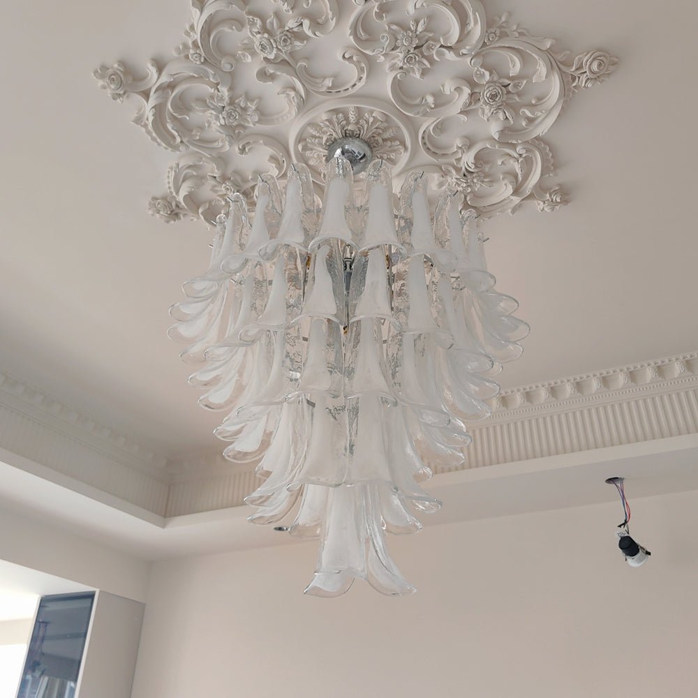 White Glass Petals Chandelier