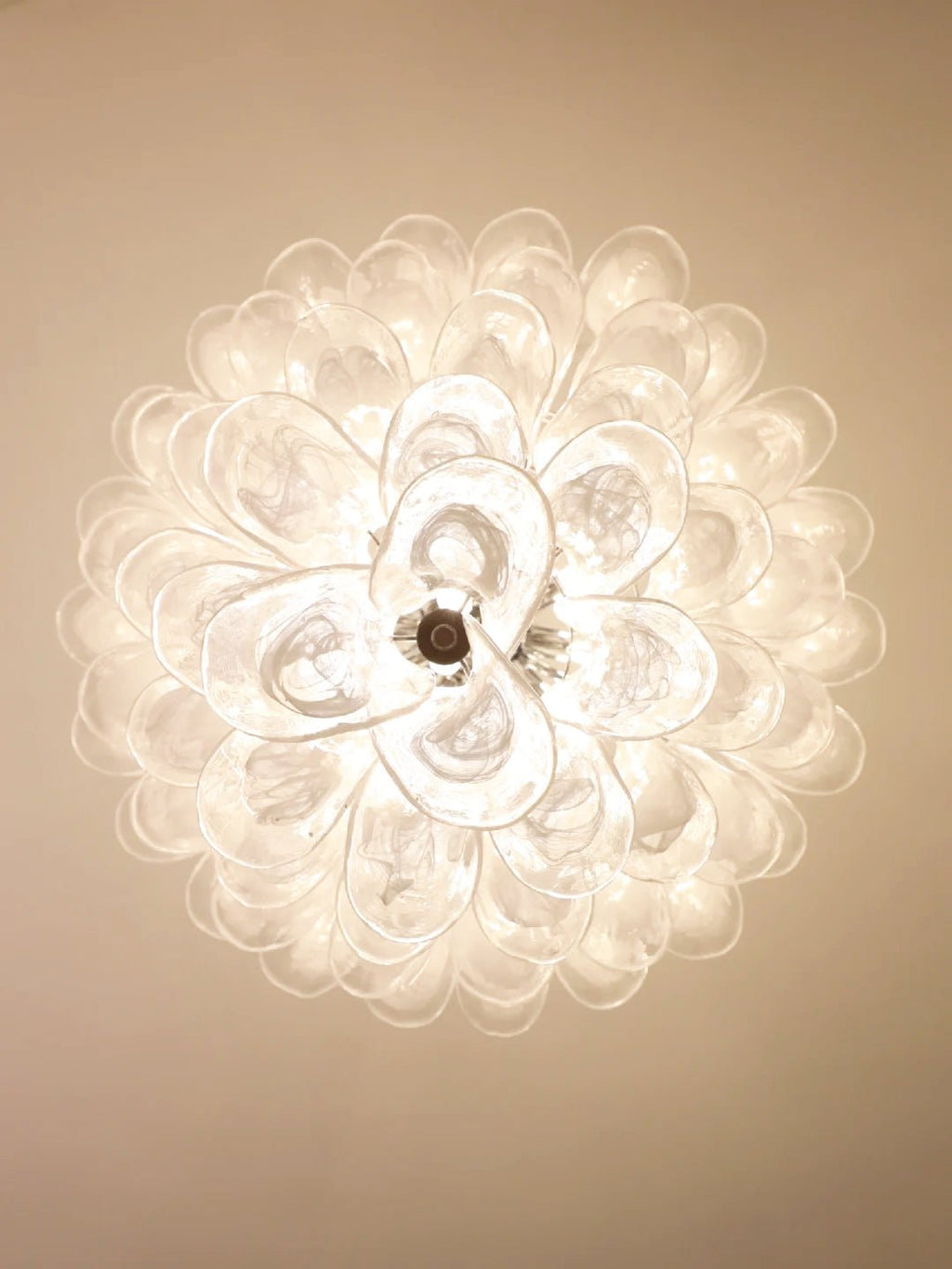 White Glass Petals Chandelier